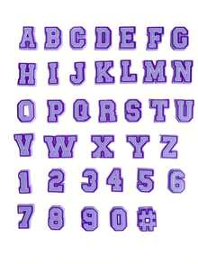 1/10/26 piezas Botones decorativos de plástico blando y desmontable con diseños creativos de letras y números, adecuados para zapatos de jardín, bolsos y accesorios - Morado - Ver 43