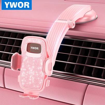  YWOR Pink Car Phone Holder, Universal Car Phone Holder, Super Suction Cup Car Phone Holder