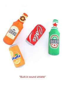1pc Pet Chew Toy In Beer Bottle Shape, With Buzzing Sound, Soft Plush Material, Suitable For Dog Chewing, Interactive Toy - Multicolor - View 6