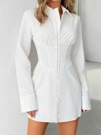 QIANZHIDU Ținută elegantă pentru femei, de culoare solidă, de înaltă calitate, sexy, pentru petrecere și festival de muzică, bluză cu mânecă lungă pentru femei