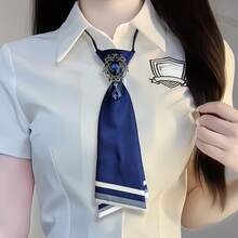 Korean Style Tassel Rhinestone Tie For Women, College Style Korean Version Tassel Rhinestone Short Tie, Fashionable Versatile JK Shirt DK Tie With Rhinestones, Lazy Tie For Men And Women, Couple Style, Suitable For All Seasons - Rượu vang đỏ E-Wine - Xem 2