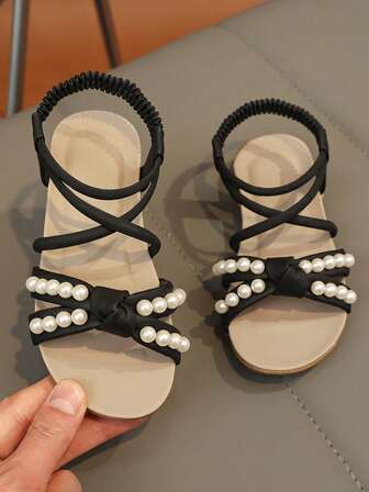 1 Pair Retro Open Toe Sandals For Kids, Summer New Fashion Breathable Slip-On Beach Shoes, Soft Sole Anti-Slip