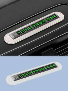 11-Digit Reusable Phone Contact Card Car Temporary Parking Number Plate, Glow-In-The-Dark Digits, High-Quality PU Leather & Metal Design, Adhesive Installation, Universal Fit For All Vehicles