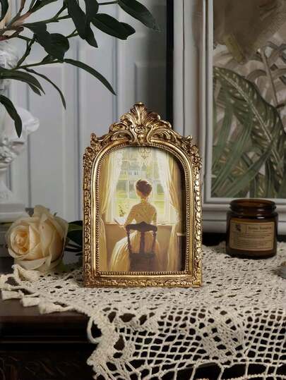 Van Gogh Art 4x6 Frame, Luxurious Gold Resin Frame, Suitable For Desktop Or Wall Hanging, Vintage Style, Perfect For Home Or Office Decoration.