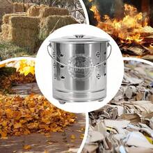 Burn Barrel Portable Stainless Steel Fire Barrel with Lid Fire Hook and Liner Heavy Duty Outdoor Burning Cage Safe for Patio Garden Balcony Deck Beach Camping Cooking Wood Garbage and Fall - Plateado - Ver 4
