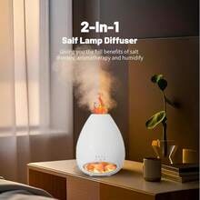 جهاز نشر الروائح بمصباح ملح الهيمالايا سعة 200 مل، جهاز نشر الروائح العلاجية المهدئة، مرطب الزيوت الأساسية، يخلق تجربة منزلية كمنتجع صحي، محمول وسهل الاستخدام - أبيض - مشاهدة 11