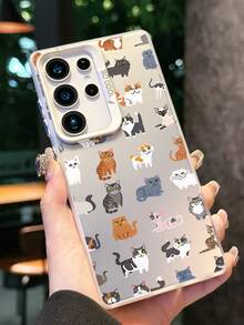 1pc Cute Cat Pattern Design White Phone Case, Shockproof And Scratch-Resistant, Suitable For Daily Use And Travel, Compatible With IPhone XR/11 Pro Max/7P/8P/12 Pro/12 Pro Max/13 Pro/13 Pro Max/14 Pro/14 Pro Max/15 Pro/15 Pro Max/14/15Plus/16E/16 Pro/16 Pro Max/17 Pro/17 Pro Max/Air/SMART8, Galaxy A55/A15/S23/S24/S25 Ultra - White - View 1