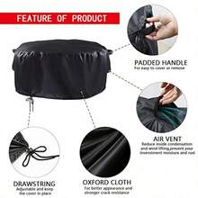 Onlyme Round Gas Fire Pit Cover 44 Inch Waterproof Oxford Fabric Fire Pit Table Cover for Outdoor and Indoor Anti-UV Windproof - Black 44 x 24 inch - como en la foto - Ver 2