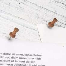 40枚木质图钉，标准尺寸，木质大头钉，适用于软木板、地图、照片、日历和家庭办公工艺品，带收纳盒