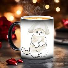 1pc 11Oz Color Changing Coffee Mug, Adorable Cats Design, Thermosensitive Color Changing Cup, Perfect For Home, Office Or As Gifts, Sturdy Ceramic Mug, One-Of-A-Kind Color Changing Coffee Cup, Birthday Present, Halloween Present - 11oz - View 2