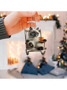 1个可爱摇摆猫亚克力吊坠，适合悬挂在汽车后视镜上装饰，也可用于家居装饰。 - 彩色 - 查看 4