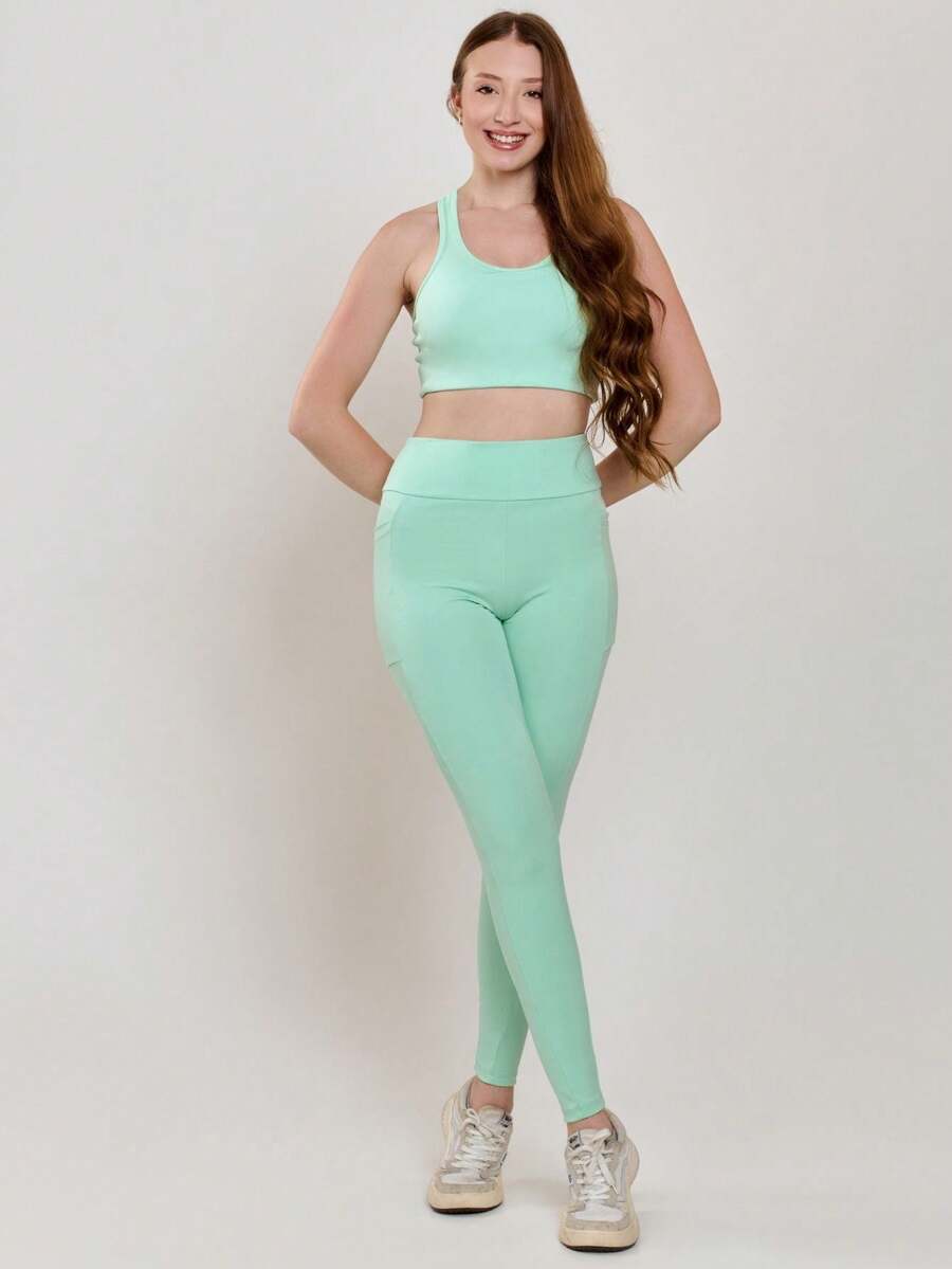 Basic Fitness Set With Pocket (Pants + Top) 11270/10750 - Mint Green - View 1