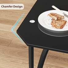 Juego de Mesa de Comedor para 2 Personas - Vidrio Templado con Base en Ángulo, Sillas Acolchadas - Ideal para Cocinas y Departamentos - Fácil Armado - Negro - Ver 6
