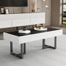 Modern, Minimalist Coffee Table And TV Furniture Combination, Storage Furniture Set In Black And White Stripes, Luxurious Living Room Furniture - Black and White - View 5