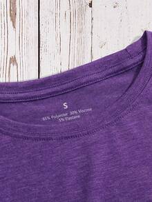 Custom Women's Loose Casual T-Shirt Add Your Personalized Picture Printed On The Front With Iron-On Printing - Purple - View 7