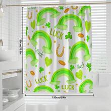 1pc/4pcs St. Patrick's Day Rainbow Lucky Element Shower Curtain Set, Includes Leprechaun, Hat, Beer, Clover, Gold Pot Elements Shower Curtain Set, Bathroom Divider Shower Curtain With Hooks, Anti-Slip Bathroom Mat Carpet, U-Shaped Toilet Mat, Toilet Seat Cover, Holiday Party Home Bathroom Accessories 4-Piece Shower Curtain Set - Multicolor - View 20