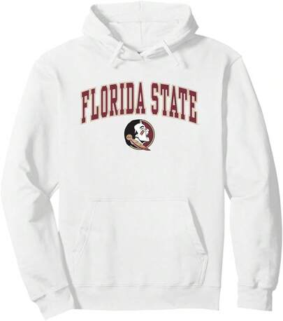 Winter Clothes For Women Florida State Seminoles Arch Over White Officially Licensed Pullover Hoodie