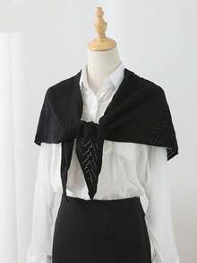 1pc Spring/Summer Knitted Triangle Scarf, Shawl, Wrap, Lightweight Outerwear, Versatile Headscarf/Neck Warmer - Multicolor - View 9