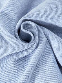 Tween Girls' Cartoon Print Distressed Loose Wide Leg Jeans - Blue - View 8