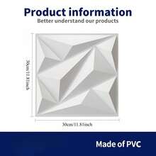 3D PVC Wall Panels 11.8"X11.8" (30x30cm) – 10/20/30/40 Pack Options – Removable Waterproof & Fire-Retardant – Living Room/Bedroom/Bathroom/Commercial Decor (Tape Included)..Christmas And Winter Decorations.New Year,Wallpaper Adhered To The Wall Becomes Wall Art - White - View 2