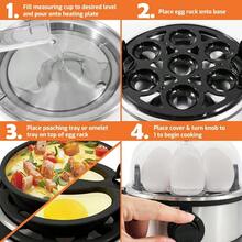 PZW Elite Gourmet EGC724SS - Caldera de huevo eléctrico fácil huevos de omelette y suave mediana y dura con apagado automático y zumbador taza de medición incluida sin BPA 7 acero inoxidable2537 - Acero inoxidable - Ver 5