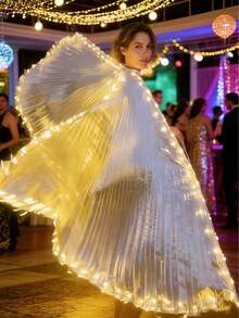57-Inch Battery Powered LED Belly Dance Wings - 8 Lighting Modes, Suitable For Valentine's Day Party, Mother's Day Gift, Halloween Costume, Stage Performance (Requires 3 AA Batteries, Not Included) - Wing-shaped Split Style - View 5