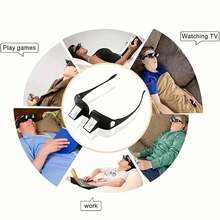 90° Adjustable Reclining Glasses – Prism Glasses For Comfortable TV Watching In Bed, Comfortable Reclining Glasses With Full-Rim PC Frame, Decorative Clear Lenses, No Battery Required, TV Glasses | Playful Glasses | Lightweight Glasses - màu đen - Xem 8