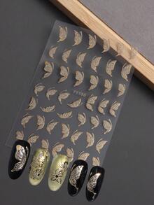 2/8pcs French Floral & Butterfly 3D Self-Adhesive Nail Art Stickers, With Shiny Sequins, Hot Stamping Craft, Waterproof, Acrylic Material, Disposable, Glossy Surface, Suitable For Home And Nail Salon Use Nails - Multicolor - View 7