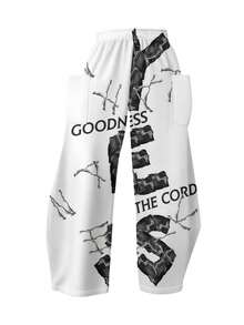 One Piece  Casual    Woven Fabric    Pocket    Letter Print Women's Casual Curved Trousers  Airport  Daily  Home    Summer, Spring And Autumn - 彩色 - 查看 3