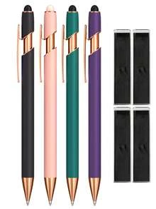 【客製化】1-32支個性化金屬可伸縮鑽石圓珠筆 + 觸控螢幕觸控筆套組 | 防滑握把 + 流暢書寫中尖 | 相容手機/平板/辦公設備 | 可刻印姓名/日期/Logo | 商務刻字筆 + 教師節禮物 + 結婚新人中性筆 | 適合學生/上班族/教師（男女通用） | 節日生日禮物（母親節/聖誕節/畢業季） | 辦公返校必備 - 按動原子筆系列(金件) - 查看 35