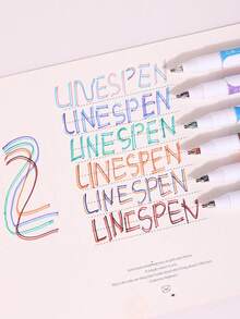 6pcs/Box 3-D Double Line Drawing Pens, Draw Double Lines Simultaneously For Journals Back To School - One Size - View 4