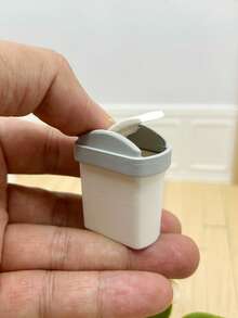1:12比例迷你垃圾桶装饰品，家具模型玩具收纳箱，逼真翻盖垃圾桶模型，塑料垃圾桶模型，适用于装饰娃娃屋，微缩场景摄影道具 - 彩色 - 查看 3