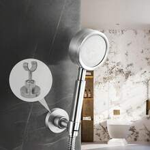 1pc 360° Rotatable Stainless Steel Shower Head Holder, Sturdy And Durable, Requires Drilling