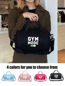 Túi đeo chéo in chữ "GYM MOODE" - Dây đeo chéo có thể điều chỉnh, tay cầm phía trên, túi tập gym dung tích lớn, hành lý du lịch, chất liệu bền chắc, phong cách đường phố năng động, túi xách mini phù hợp cho tập thể dục, khiêu vũ, đi làm và các hoạt động ngoài trời, yoga và tập luyện. - Nhiều màu - Xem 2