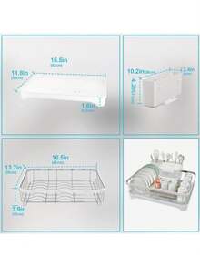 Dish Drying Rack For Kitchen Counter, Detachable Stainless Steel Sink Organization And Storage Essentials, Dish Drainer Set With Drainboard And Cutlery Holder Kitchen Organization And Storage Supplies For Home And Appartment Decor - 白色 - 查看 6