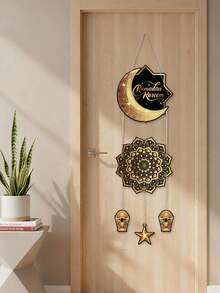1Pc Black Gold Ramadan Hanging Decor, Ramadan Distribution/Eid Al Fitr Gifts/Happy Eid Al Fitr, Ramadan Kareem Paper Hanging Decor With Moon Star Lantern Design, Ramadan Door Hanging/Ramadan Mubarak/Eid Mubarak/Eid Al Adha Decor, Islamic Muslim Party Supplies, Ramadan Home Decor & Gifts - Multicolor - View 7