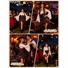 Medieval Pirate Queen Corset And Ruffle Maxi Skirt Sailor Costume For Halloween