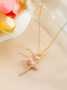 1pc Elegant & Cute Ballet Girl Pendant Necklace For Women - Multicolor 1 - View 2