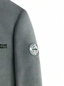 Chaqueta reversible de forro polar para hombres, con forro térmico cálido, diseño de múltiples bolsillos, pecho y puños con logotipo bordado delicado, puños resistentes al viento, cómoda de usar - Gris - Ver 5