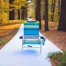 NEW Rio Beach - Silla de Playa - Raya azul, blanca y verde - Ver 6