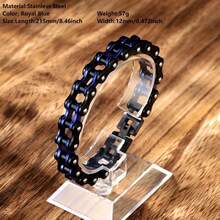 1 件朋克摇滚不锈钢男士手链，摩托车骑行手链自行车链嘻哈珠宝新款时尚日常佩戴生日礼物 - 鏈條手鍊 - 查看 23