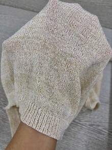 Summer Women's Sexy Solid Deep Draped Neck And Drape Neck Backless Design, Beach Boho Style Knit Backless Mini Dress, 4th Of July Independence Day Theme, Graduation Dress, Minimalist Fashion, Graduation Outfit, Suitable For Music Festivals, Parties, Sexy Beach Vacation, Daily Wear - Khaki - View 8