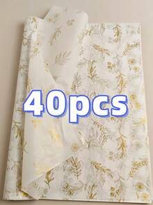 5/10/20/40PCS Thin Paper With Golden Plant And Flower Patterns, 20 * 14 Inch Gift Wrapping Paper, Suitable For Spring And Summer Weddings, Valentine's Day, Birthday Gift Packaging, Bouquet Packaging, Gift Bag Filling, And Party Gifts - Multicolor - View 14