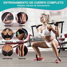 7CDXD Kit de Barra de Pilates con Bandas de Resistencia Barra de Pilates Multifuncional 16 en 1 Juego de Bandas de Resistencia para Ejercicio Ajustable para Entrenamientos de Cuerpo Completo - rosa nuevo - Ver 2