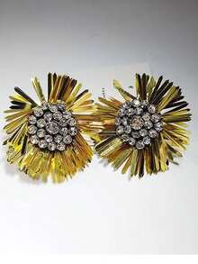 1 par de pendientes de flor de acero inoxidable con rhinestones, diseño exagerado, disponible en 9 colores, adecuado para fiestas, banquetes o uso diario - Multicolor - Ver 4