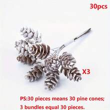 10/30个仿真松果，DIY圣诞花环、花束、婚礼和家居派对装饰，白色松果，圣诞家居装饰，仿真圣诞植物家居装饰房间装饰 - 彩色 - 查看 14