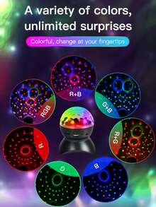 1pc LED Wireless RGB Rotating Projection Lamp, KTV Colorful Lamp, RGB Stage Strobe Light, Rechargeable Crystal Ball Lamp, Outdoor Speaker Christmas Stage Light, Disco Ball Party Light - Multicolor - View 5