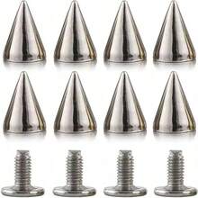 cgelaero 100/200颗朋克风铆钉，多尺寸螺丝铆钉，朋克摇滚子弹铆钉，适用于DIY鞋包及服装配饰，包括尖头双头铆钉和圆头铆钉 - 銀色 - 查看 5