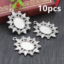 10个13x18毫米内径合金金属椭圆形吊坠凸面宝石空白底座镶嵌托盘DIY珠宝制作配件，适用于项链、耳环、手链 - 卡寶石底托 - 查看 13