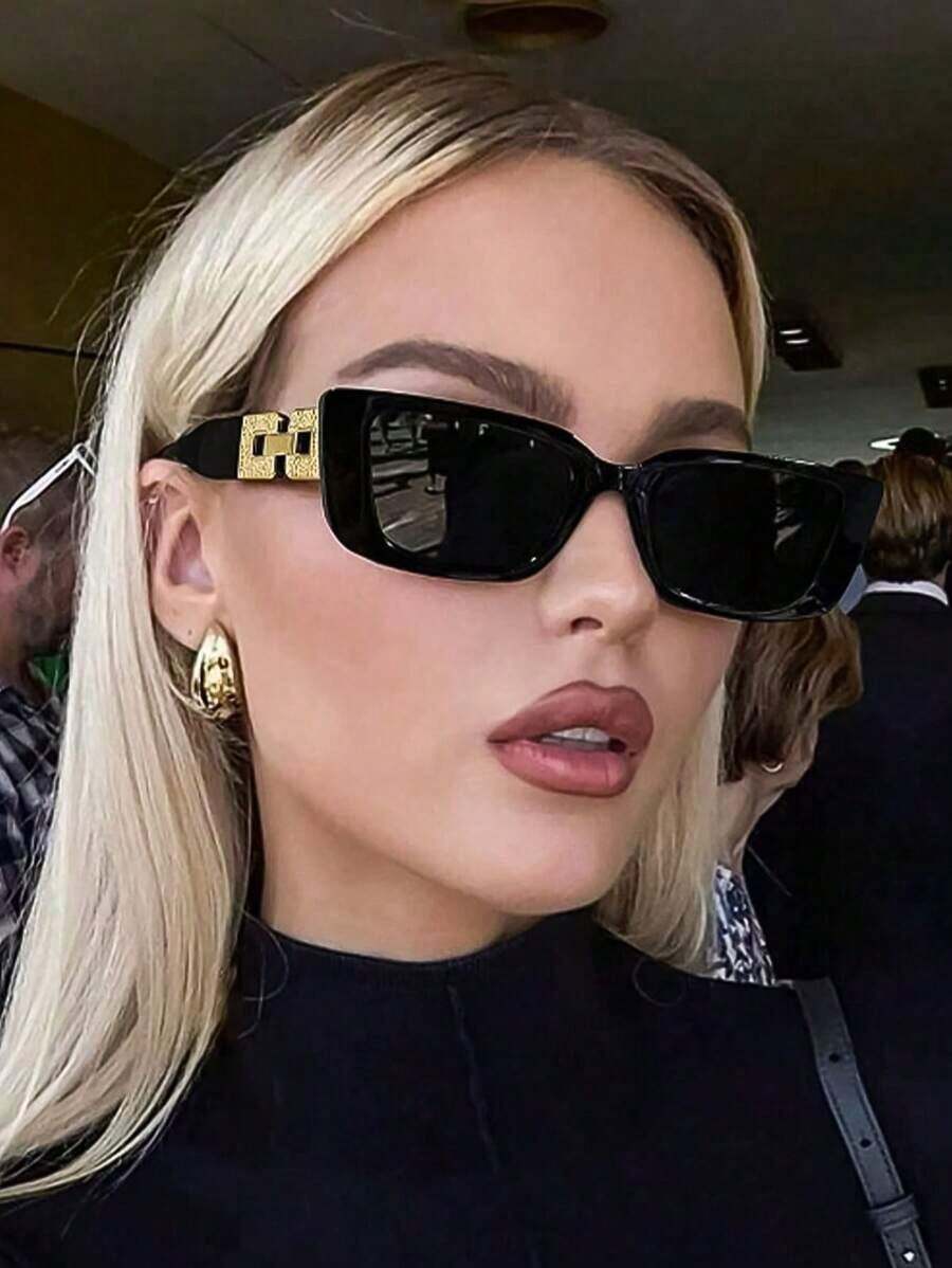 Plain PC None 1 Piece Vintage Plastic Frame Resort Geometric Glasses Cover With Leather Case For Outdoor Travel Fashion Decoration Fashion Glasses Cover Beach Accessories Beach Accessories Ladies Glasses Cover Basic Autumn Winter Ladies Clothing Business Casual Gift Chain Elegant Clothing Plain Casual PC  PC    None - màu đen - Xem 1